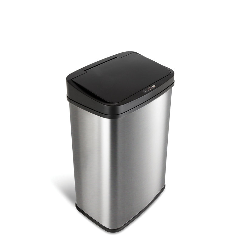 Automatic Touchless Motion Sensor Rectangular Trash Can, 13 Gal,(Black Trim)