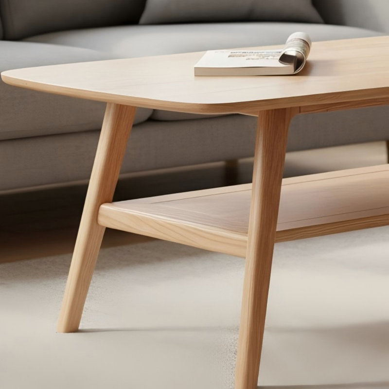 Bureau en bois massif de bureau à domicile, 100% bois naturel, avec tablette de rangement, peut également être utilisé comme table centrale / table basse, facile à assembler