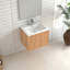Ensemble de meuble-lavabo flottant 24 po, armoire de salle de bain murale en bois massif avec 2 tiroirs de rangement, lavabo intégré en résine