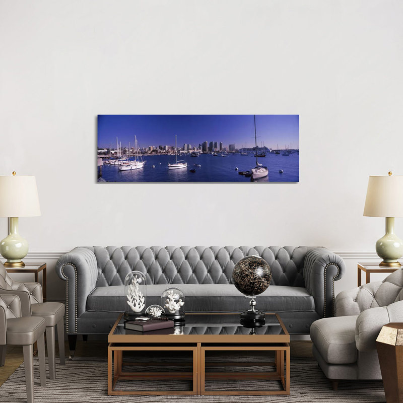Sailboats In The Bay, San Diego, California, USA 2010 - Wrapped Canvas Panoramic Print, 152.4 cm H x 50.8 cm W x 1.91 cm D
