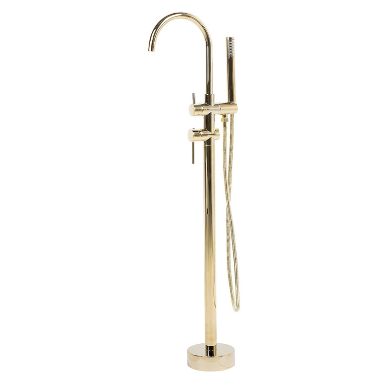 Floor Bath Shower Mixer Bath Filler with Diverter, Gold