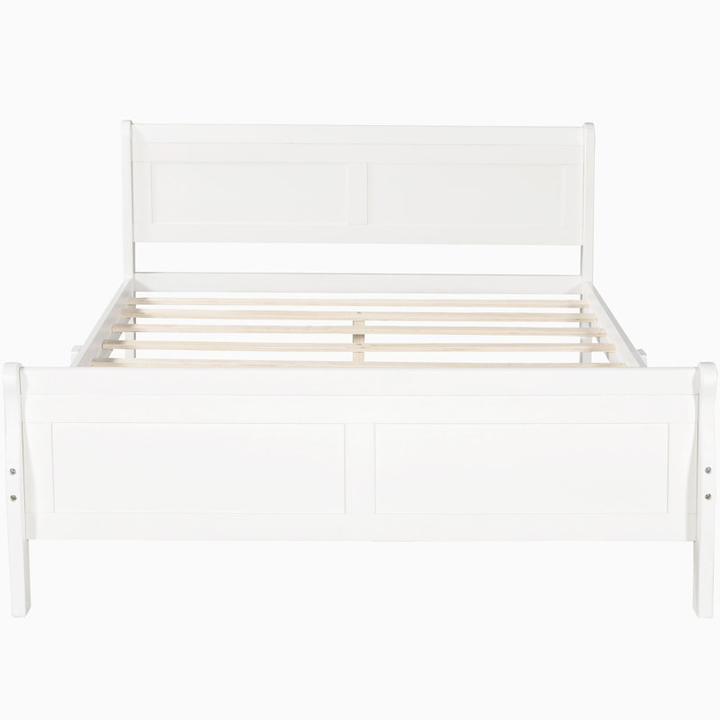 Pine Solid Wood Bed, Full, White