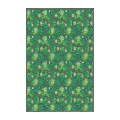 Tapis décoratif en laine faite à la machine florale et polyester vert