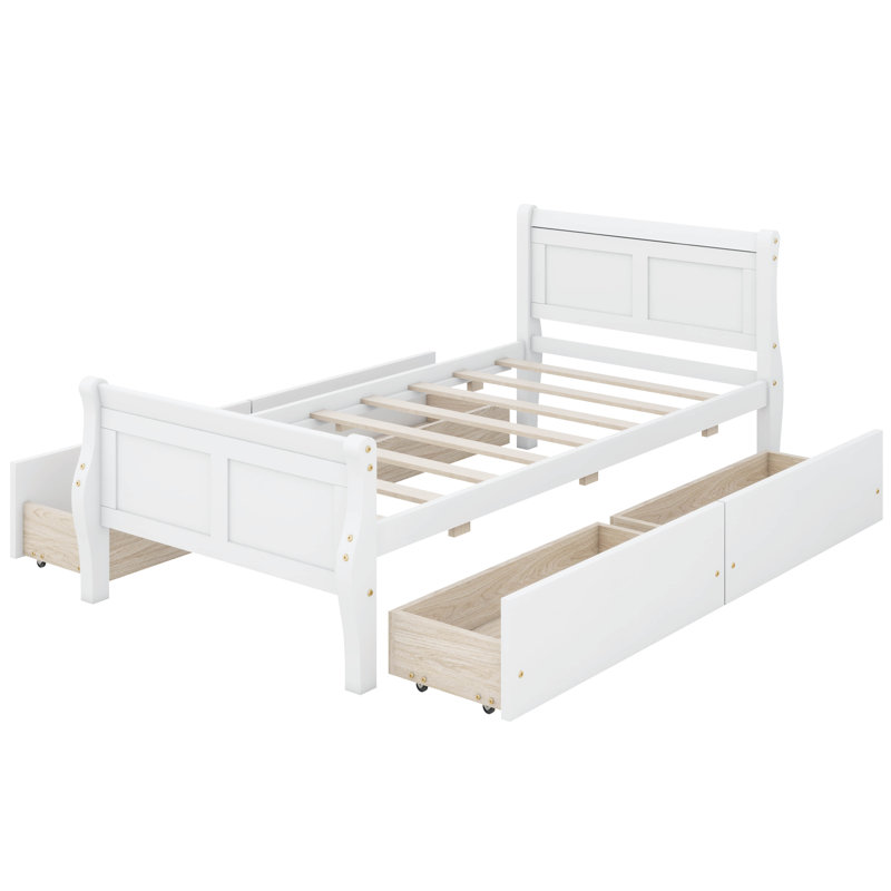 Lit plateforme avec rangement Dywane, White