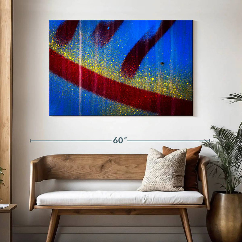 Avery Splashed Blue Abstract I, 32" H x 48" W