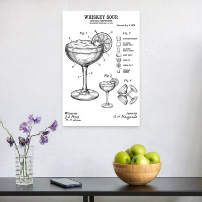 Whiskey Sour Brevet Art, rétro classique, impression d'art rétro cerisier