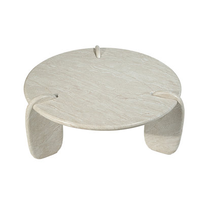 Grover Outdoor Faux Stone Coffee Table - White by Ivy Bronx