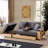 85" Multi-Functional L-Shape Sofa,Sofa Bed With Storage Ottoman And 2-Drawers, Arm Side Shelve-1414503029