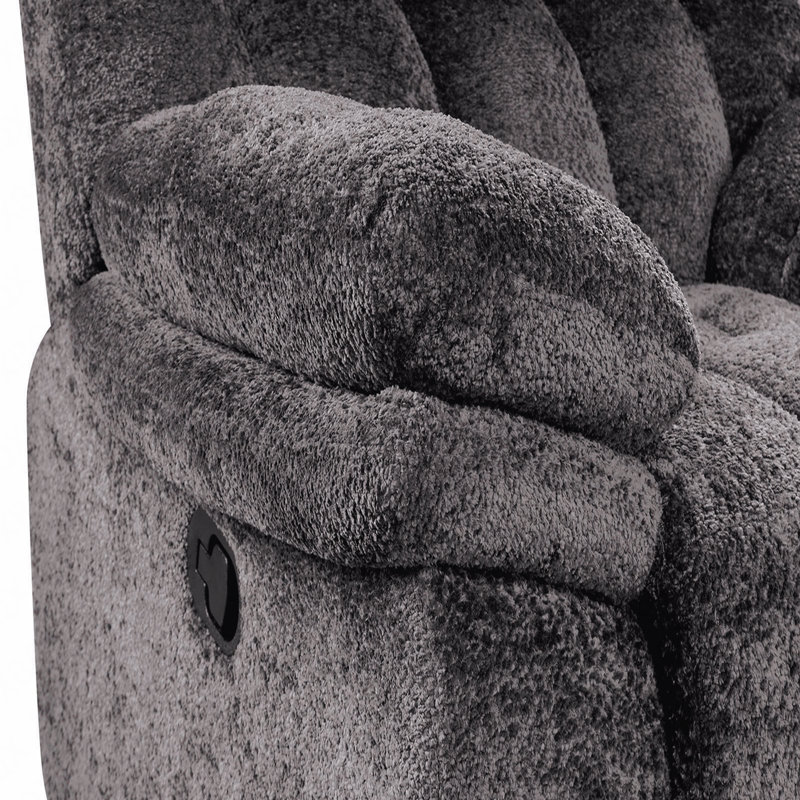 Fauteuil inclinable et oscillant gris foncé avec accoudoirs coussinés, mousse haute densité, Gris