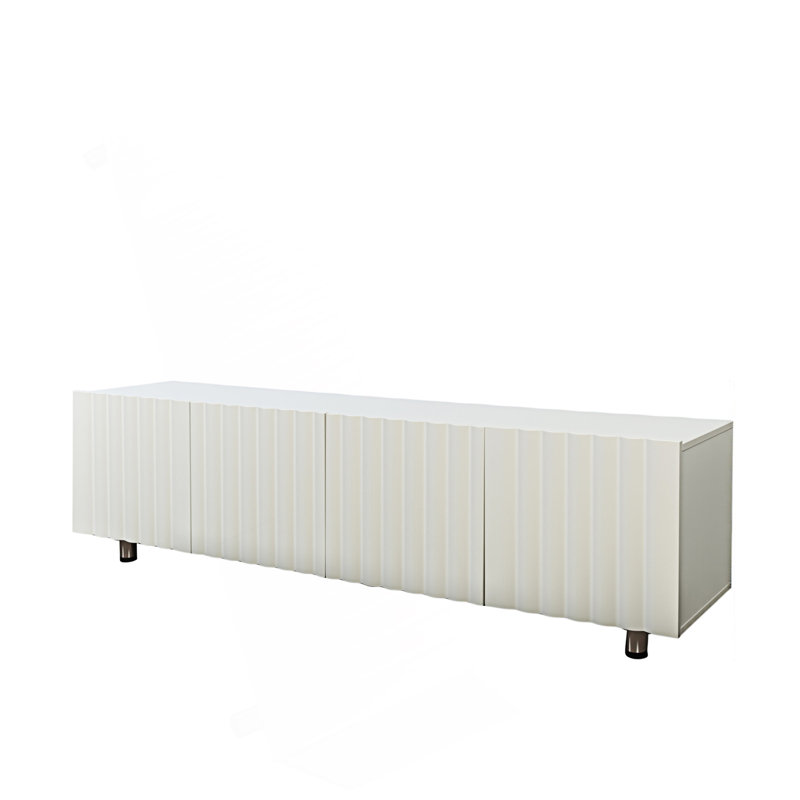 Meuble télé moderne, centre de divertissement avec rangement et 2 tiroirs, console de télévision