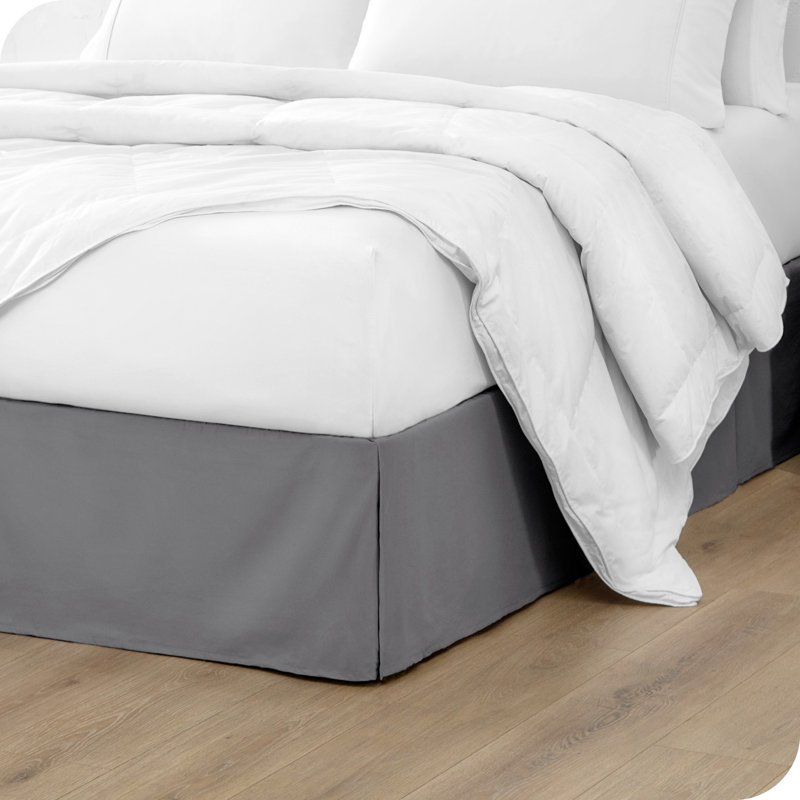 Jupe de lit Premium en microfibre plissée à densité de tissage 1800, Double TG, Gris