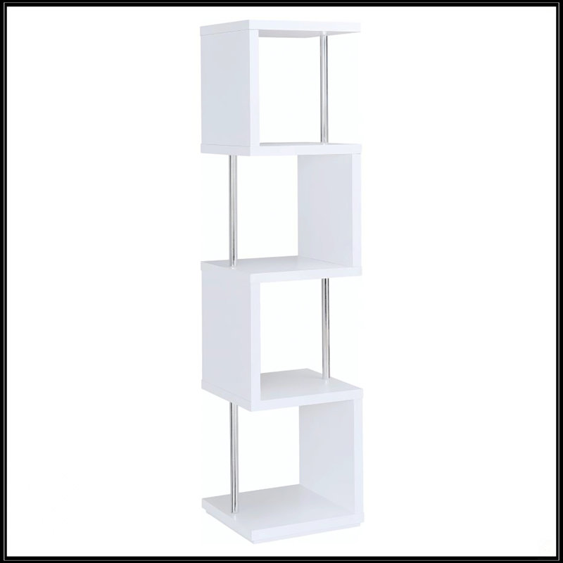 4-Tier Bookcase, White/Chrome