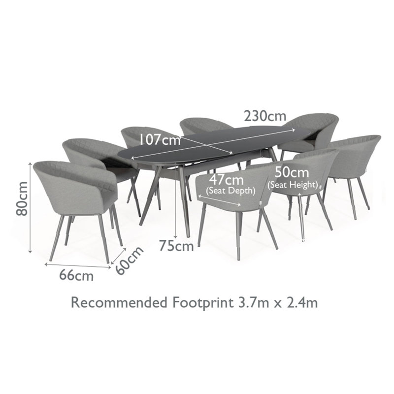 Sladkowski Outdoor Fabric 8 Seat Oval Dining Set, Black, Charcoal/Black