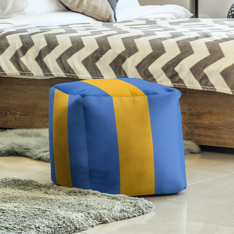 Repose-pieds cube la ours college stripes, Bleu / Or / Bleu
