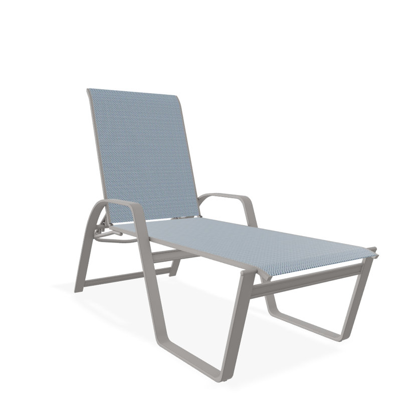 Holna Outdoor Rust-Resistant Metal Chaise Lounge, Ella, Textured Warm Gray