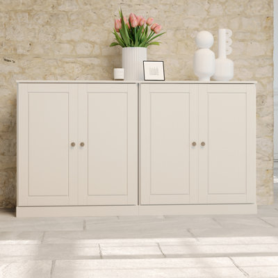 100% Solid Wood 64" Sideboard with Solid Doors, 4-Drawers and Adjustable Shelves