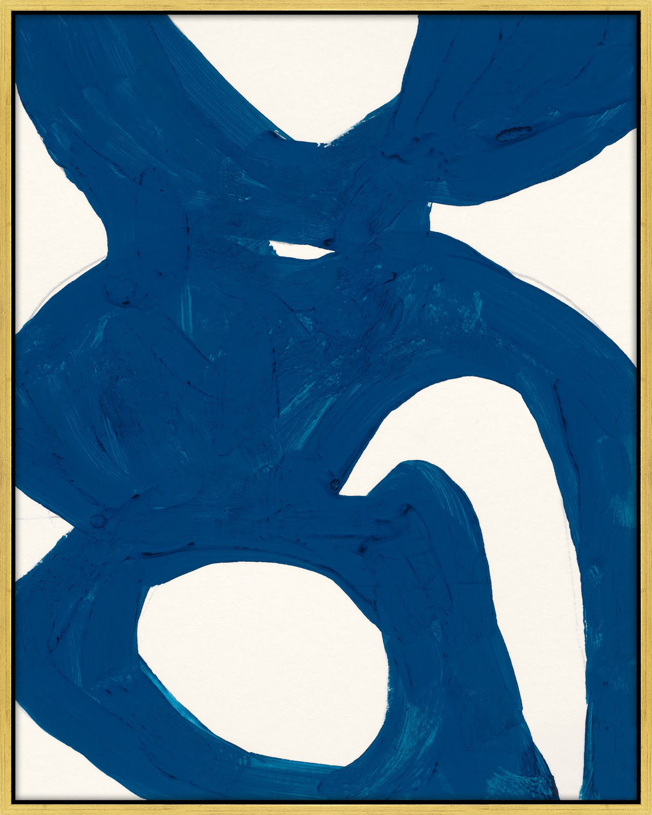 Goodall "Blue Harmony 1" Print by Andrea Stokes, 30" H x 24" W x 1.375" D, Gold Framed