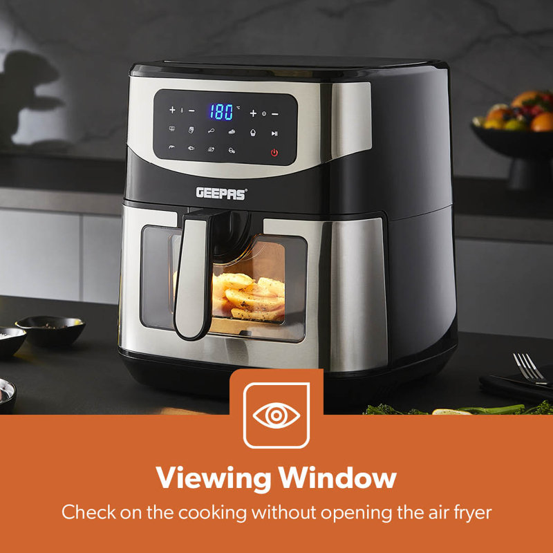 GEEPAS Digital Air Fryer Vortex Technology 9.2L Basket LED Touch Display 60Min Timer 1800W