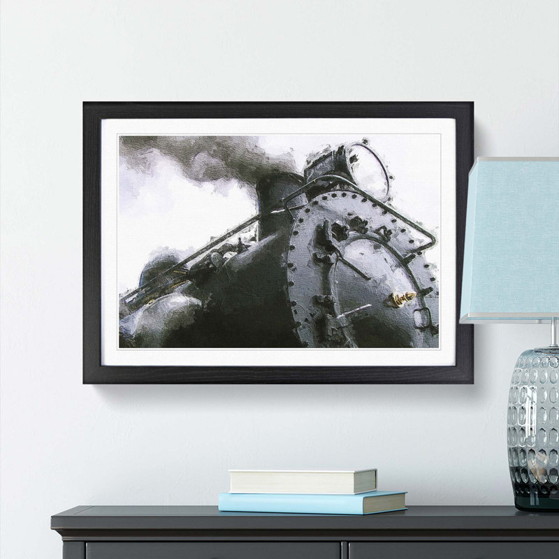 Steam Train - Framed Print, 27cm H x 36cm W x 2cm D, Black Framed