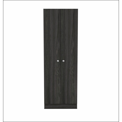 Buxton Rectangle 2-Door Storage Tall Cabinet Carbon Espresso and Black Wengue