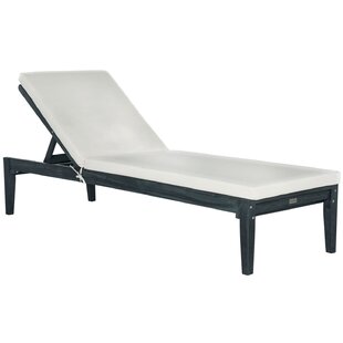 Arwen 23.6" Long Reclining Acacia Single Chaise with Cushions