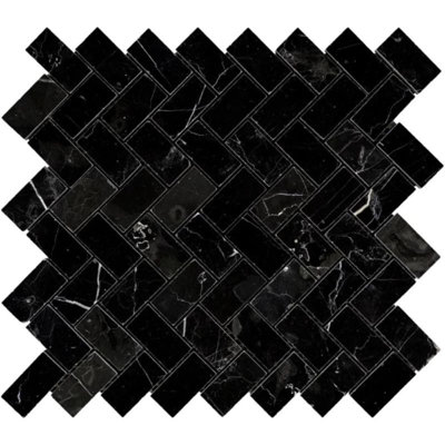 Carreau de mosaïque en marbre à chevrons 1 po x 2 po