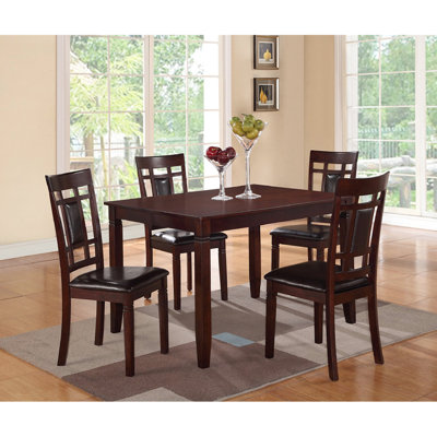 5 Piece Dark Brown Dining Suite - Build & Upholstered Chair Comfort With 4 Seats Construction Contentment
