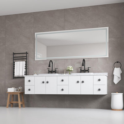 Miroir de salle de bain à DEL 72 po x 36 po avec façade et rétroéclairage, grands miroirs muraux à intensité variable antibuée, mémoire, 3 couleurs, miroir de meuble-lavabo à DEL