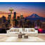 Papier peint auto-adhésif Seattle Skyline Night Mt Rainier Distance-1673617264