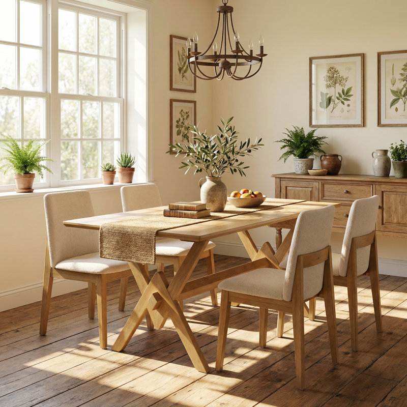 Ensemble de salle à manger Branson, 5 pièces: table, 4 chaises, Chêne / chêne