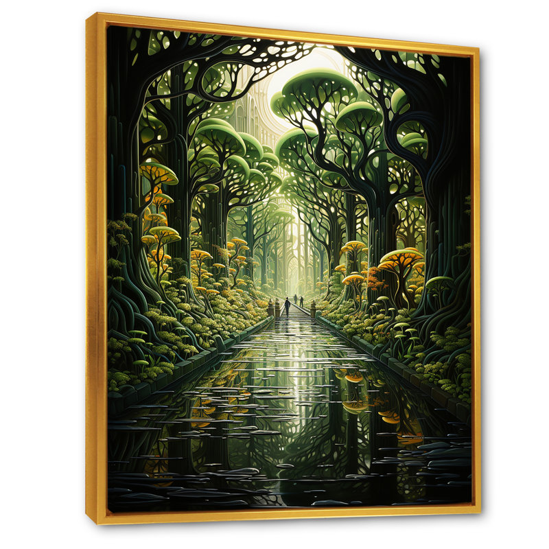Reproduction d'art surréel, "Surréalisme", H 40 po x l 30 po, Cadre flottant doré