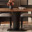 Walnut-colored rectangular solid wood dining table-1674637646