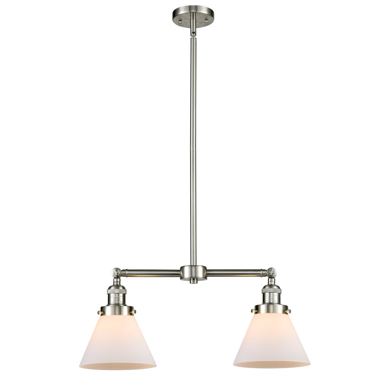 Callahan 2 - Light Kitchen Island Pendant, Matte White Cased, No Bulb Included, Brushed Satin Nickel
