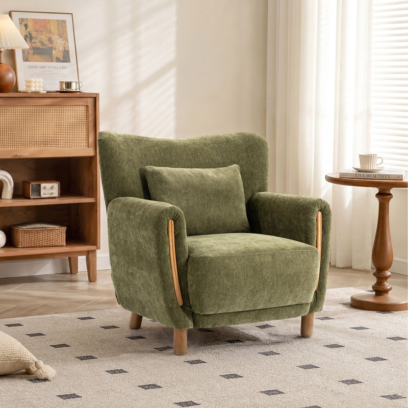 Heart-Shaped Wing Back Accent Chair Sofa Chair, 1, Green