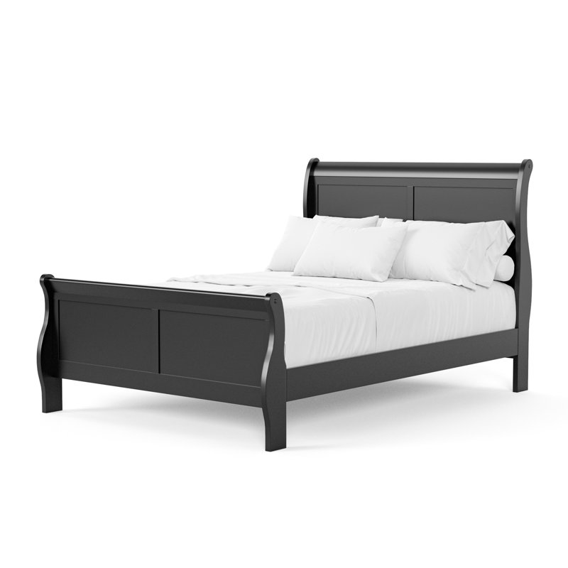 Emelinda Transitional Sleigh Bed, Black, Twin
