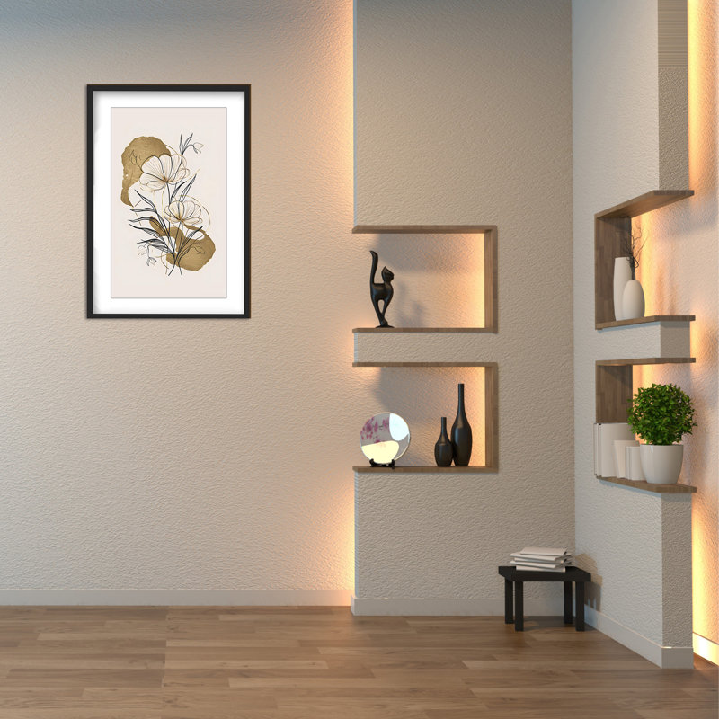 Nature Inspired Flowers And Gold, 48" H x 32" W