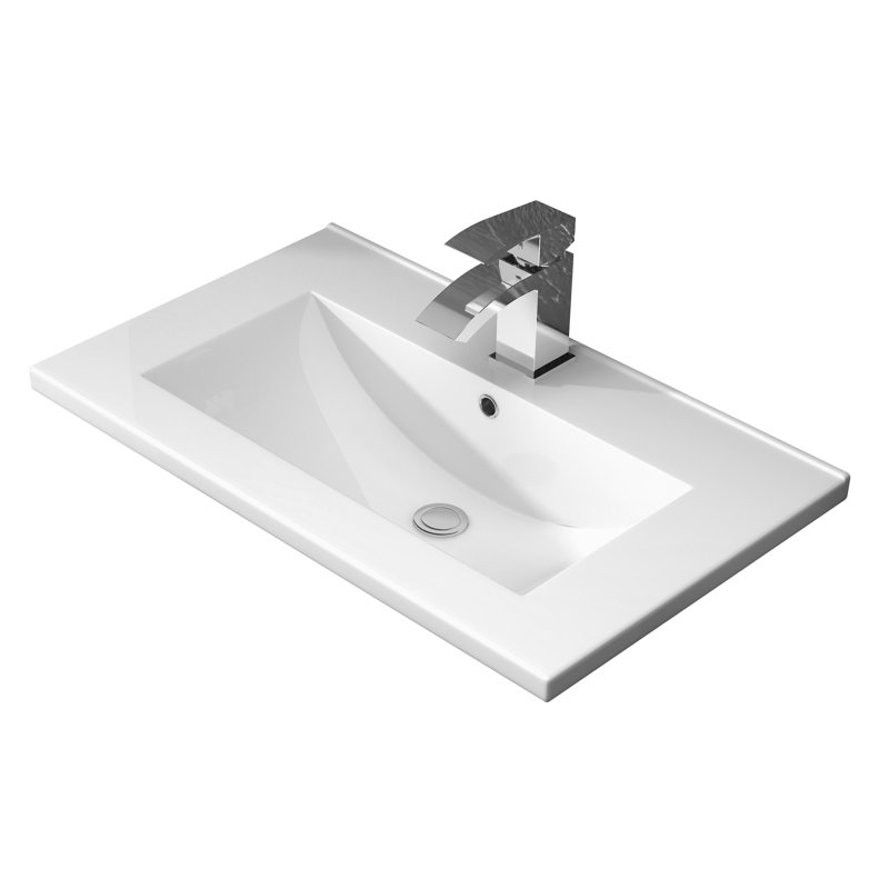 Athena 505mm Single Bathroom Vanity with Integrated Ceramic Basin, Charcoal Black