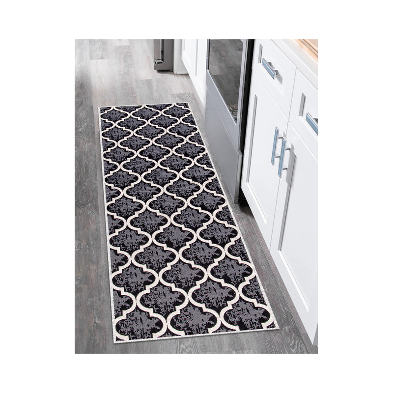 Tapis de cuisine antidérapant Soana, Treillis noir