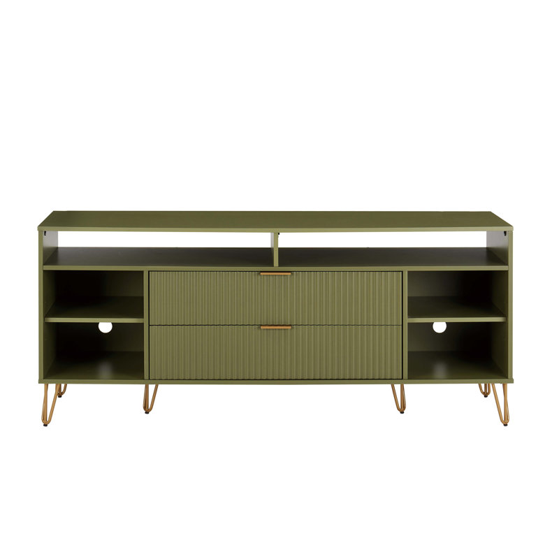 Meuble télé Dumbo, Vert/doré, H 26,77 po x L 62,99 po x l 17,99 po