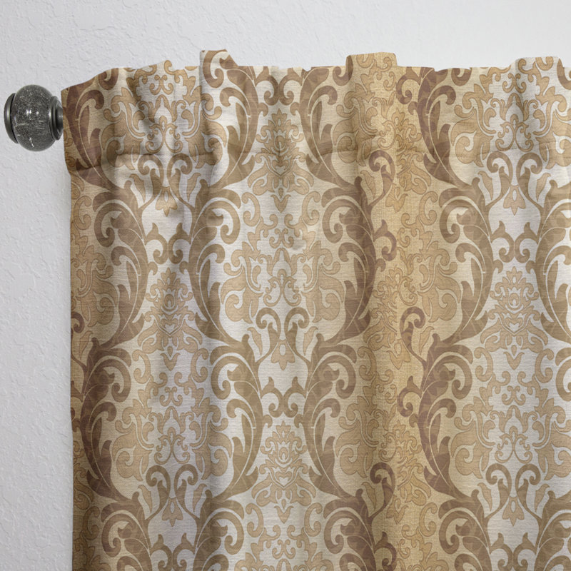 Damask pattern - Damask Mid-Century Modern Blackout Curtain Single Panel, 52" W x 90" L