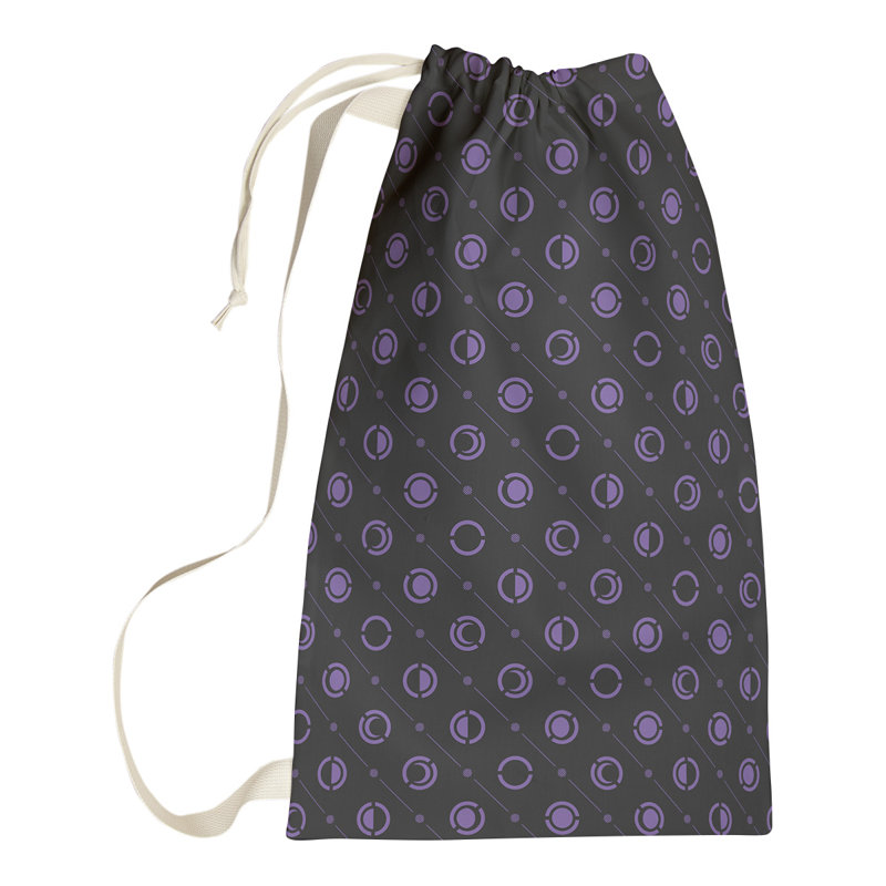 Skeffingt Fabric Laundry Bag with Handles, 29" H x 18" W x 1.5" D, Black/Purple