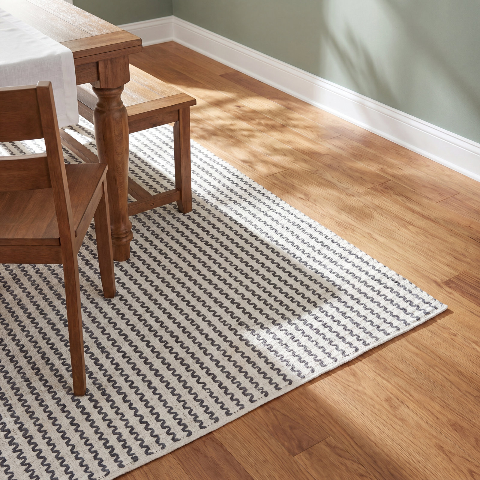 Hand-Woven Chevron Cotton Rug, Rectangle 3' x 5'