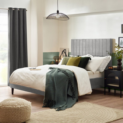 Mirriah Luxury Fabric Upholstered Bed - Crisp Minimalist Design