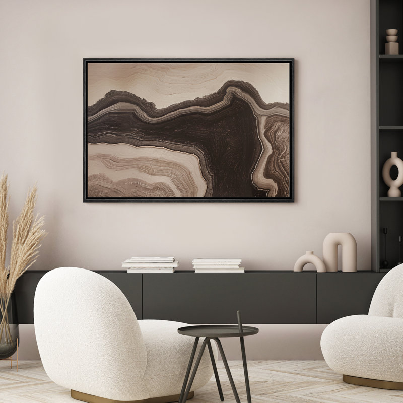 "Neutre agate brune d'inspiration abstraite", H 24 po x l 36 po x P 1,5 po, Noir