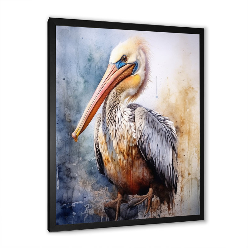 Majestic Pelican I - Imprimé, H 40 po x l 30 po x P 1,5 po, Cadre simple noir