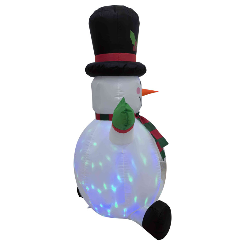 Lighted Inflatable Snowman With Top Hat Outdoor Christmas Decoration - 4'