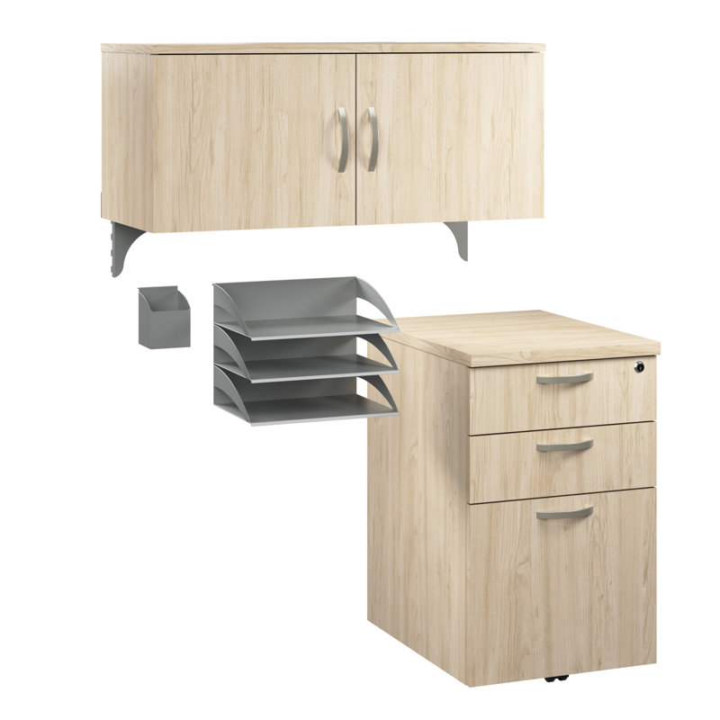 Bush Business Furniture Office In An Hour Cubicle Storage Hutch With Paper Trays And Pencil Holder