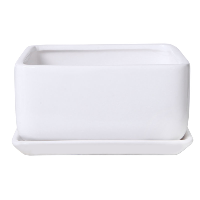 Pot de fleurs d'intérieur en céramique Hens, Blanc