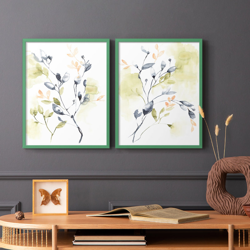 «Sweet Leaves I», reproduction encadrée de qualité supérieure - prête à être accrochée - aucun clou requis - aucun clou requis