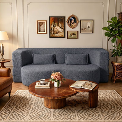 Modern Floor Sofa With 2 Pillows For Living Room